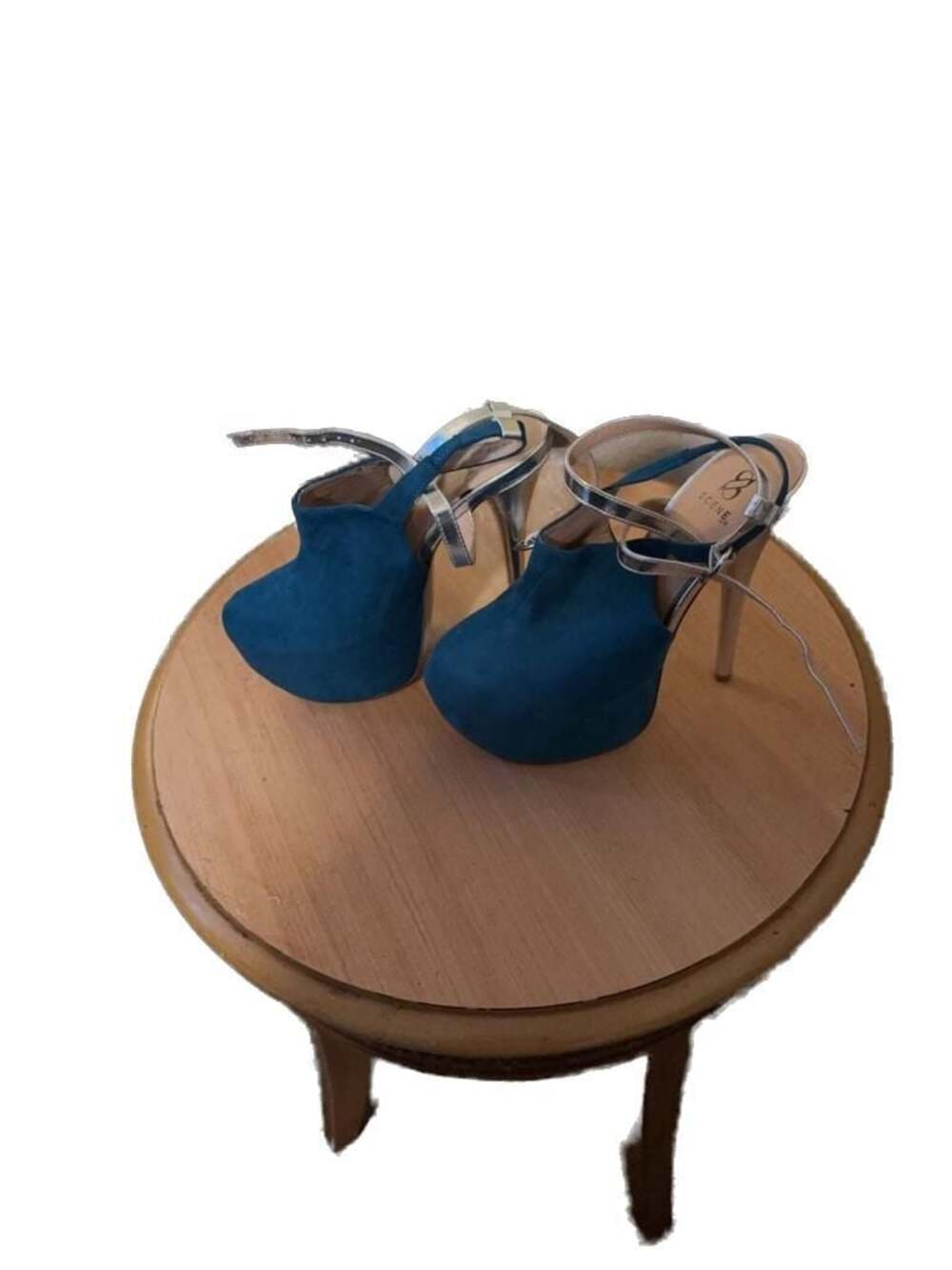 Scene Marylou Teal Blue Faux Suede Platform Stiletto Heels